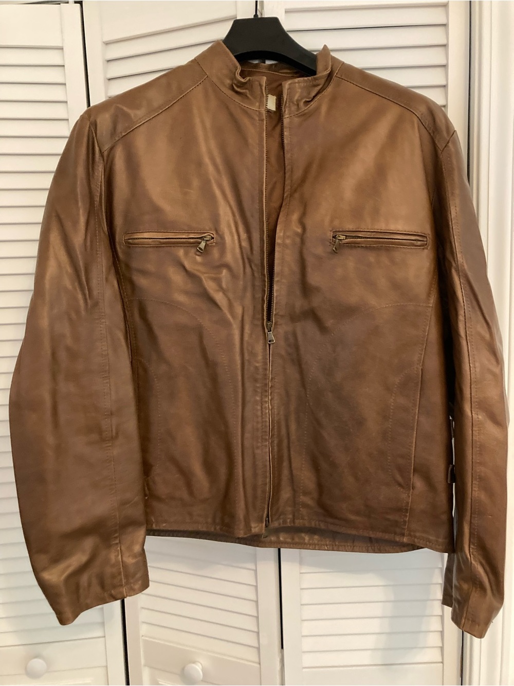 Pelle Men's Brown Genuine Leather Bomber Jacket - Classic Zip Front